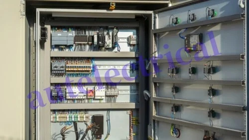 Industrial control cabinet with PLC modules installed Industrial control cabinet with PLC modules installed